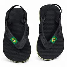 Chinelo Infantil Velcro Confortável Flexível Preto Branco Rosa Azul