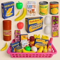 Kit Brinquedos Infantil Menina Menino 13 Peças Comidinha Brinquedo Mercadinho Cozinha Infantil Rosa