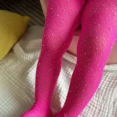 Meia Calça Arrastão Com Strass Brilho Infantil Festa e Dança Cor Pink