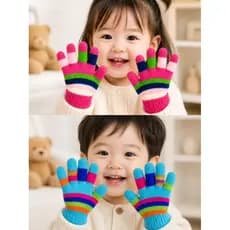 Kit 3  Pares Luvas de Tricô para Bebês 0 a 12 Meses – Unissexo, Confortáveis e Quentes NO.25