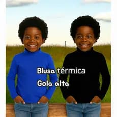 Kit com 2 Blusas térmica infantil manga longa gola alta térmica menino e menina básica esportes escola passeio
