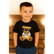 Camiseta Infantil Menino Menina Básica Algodão Juvenil Criança Urso