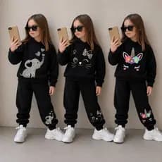 Conjunto moletom infantil agasalho inverno fofo menina menino estiloso com touca