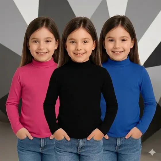 Blusa Térmica s pelúcia Manga Longa Cacharrel Infantil Lisa Dia a Dia Menino/Menina Básic Passeio Escolam