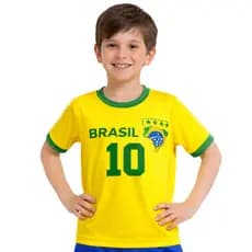 Camiseta Infantil Masculina Copa do Mundo Brasil Dry Fit Premium Seleçao Brasileira