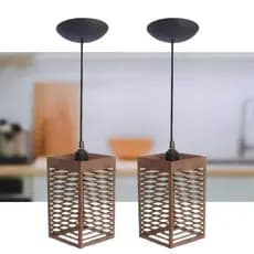 Kit 2 Luminária Pendentes Oriental Para Sala Cozinha Escritório Bivolt Cor Marrom - 2tm