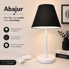 Abajur Luminária De Mesa Cabeceira Quarto Sala Escritório Preto - 1Avp