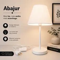 Abajur Luminária De Mesa Cabeceira Quarto Sala Escritório Branco - 1Avb