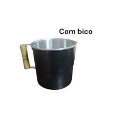 Canecao preto N 16 Leiteira Fervedor Em Aluminio E Cabo De Madeira 2 Litros