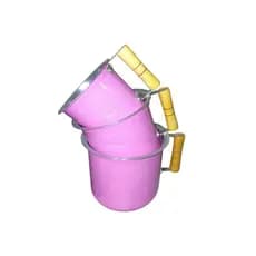 Jogo de 3 Canecão Leiteira Alumínio Reforçado Extra Rosa Pintinha