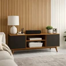 Rack Para Sala 120cm Moderno Sofisticado Com Nichos E Portas Elegantes