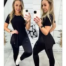 Vest Legging Manga Curta Canelado Tapa Bumbum