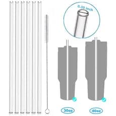SUGAW Conjunto de canudos de bebidas transparentes, 9mm canudo de garrafa de água, substituição reutilizável canudo