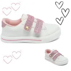 Tênis Infantil Menina Feminina Casual Branco Gliter Modinha Blogueira