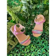 sandália infantil feminino 20 ao 27 Tiras Coloridas  Strass lindas e confortável