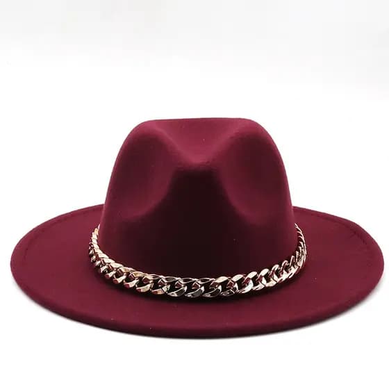 Chapéus Fedora Mulheres Homens Faixa De Ouro Grosso Feltrados Bonés Jazz Inverno Outono Panamá