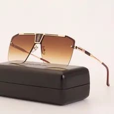 Óculos De Sol Quadrados Gradientes Masculinos Vintage Sem Aro Para Femininos UV400