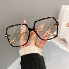 Óculos Quadrados De Grandes Dimensões Retro Feminino Luz Bloking Armação De Metal Tendência De Computador Óptico