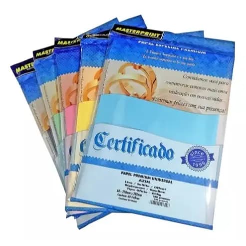 50 Folhas Mix Papel Opaline / Diplomata Offset Colorido 180g A4  - (Todas As Cores)
