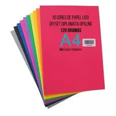 Mix Papel Opaline / Diplomata Offset Colorido 120g - A4 C/50fls Premium (Todas As Cores)