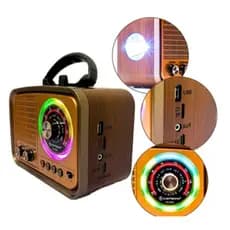 Radio retro vintage fm am usb sd bateria bluetooth Luminária Rgb ka-5583