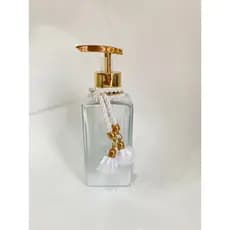saboneteira transparente 250ml com válvula luxo dourada