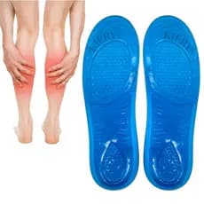 Palmilha Ortopédica Azul Gel Silicone Confortável Dor Nos Pés