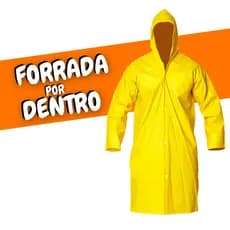 Capa De Chuva Amarela Reforçada Forrada Com Capuz Impermeável Obras