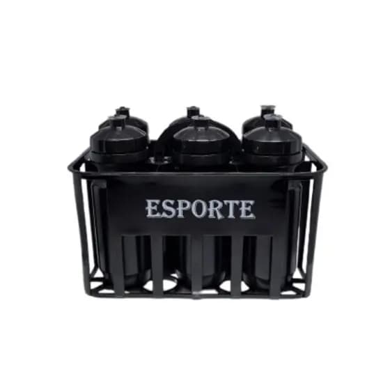 Kit Porta Squeeze c/ 6 Garrafas Bico Push-Pull S/ Logo preto