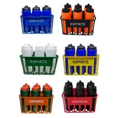 Kit Cesta Porta Garrafas + 6 Squeeze Automaticas