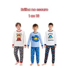 Pijama Avulso Infantil/Juvenil Masculino Algodão Menino Manga Longa Calça Longa Tam 1 ao 16 – Escolha Cor e Tamanho