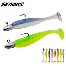 Skybaits5 Pçs/Lote T-tail Isca De Pesca Macia Combinada Com Ganchos De Cabeça De Jig Wobblers Artificiais Swimbait Equip