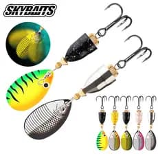 SKYBAITS 1 Peça 90mm/10g Colher Isca De Pesca Com Gancho Triplo Metal Spinner Lantejoulas Dura