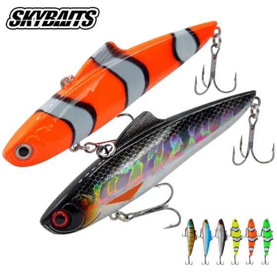 SKYBAITS 1 Pcs VIB Isca De Pesca 86mm/20g Afundando Rattlin Vibração Lipless Dura Fundição Longa Wobblers Pike Bass Equi