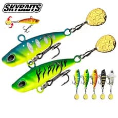 SKYBAITS , Isca De Pesca VIB Fundida Longa De 1 Peça Dura Giratória Com Rolamento De Gancho Agudo De Lâmina De Metal 7g-