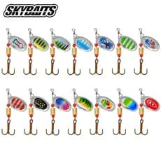 SKYBAITS 1 Pcs 3.5G Rotativo Spinners Colher Iscas Metal Spinner Isca Com Ganchos Agudos De Pesca Pike Fishing Tackle