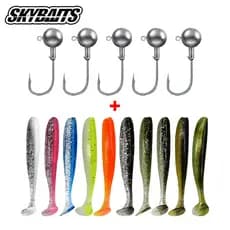 Prosperityusskybaits7cm/2g Isca De Pesca Macia De Silicone Com Cauda Em T De Cor Dupla + 5g Ganchos De Cabeça De Chumbo
