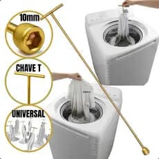 Chave de Máquina de Lavar Roupa T 10mm Canhão Longa e Curta Retira Agitador Batedor Movimentador Universal