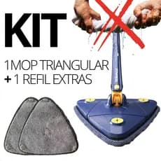 Mop Triangular 1 Refil Extra Esfregão Limpeza Giratório 360º Ajustável limpa Vidro Piso Parede Forro