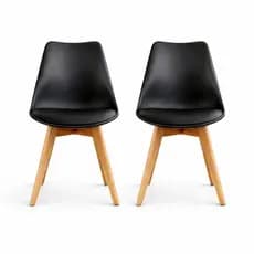 Cadeira de Jantar Leda Saarinen Wood Estofada Preta com Pés de Madeira Maciça