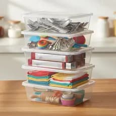 Kit 5 Pote Organizador Retangular plástico 4 Lt- Transparente