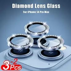 Película Diamante lente Para iPhone 14 13 12 11 Pro Max 13 12 Mini Proteção De Câmera Filme Protetor De Anel Metálico