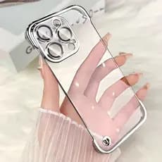 Capa Dura Transparente Para PC Sem Borda Com Filme Protetor De Lente iPhone 11 12 13 14 15 Pro Max 15 14 Plus
