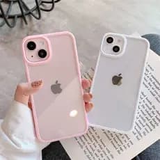 Capa transparente Acrílico ultratina Fronteira colorida Capinha Capa Para iPhone 15 14 13 12 11 Pro Max XR X XS 7 8 Plus