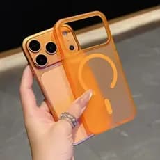 Ultra Fino Translúcido PC Caso Duro Magnético De Telefone Para iPhone 17 16 14 13 12 11 15 Pro Max 14 15 Plus