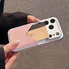 Luxo Em Forma De V Inserir Cartão De Couro Caso De Telefone Para iPhone 17 16 15 14 13 Pro Max Capa Traseira