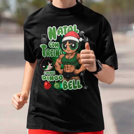 Camisa Docinho Natal Com Treino E Menos Dingo Bell Camiseta De treino Docinho Super Poderosas