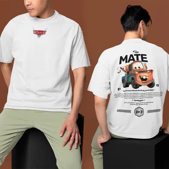Camiseta Tow Mate Melhor Amigo Relâmpago Mcqueen Desenho Carros Camisa Algodão Premium