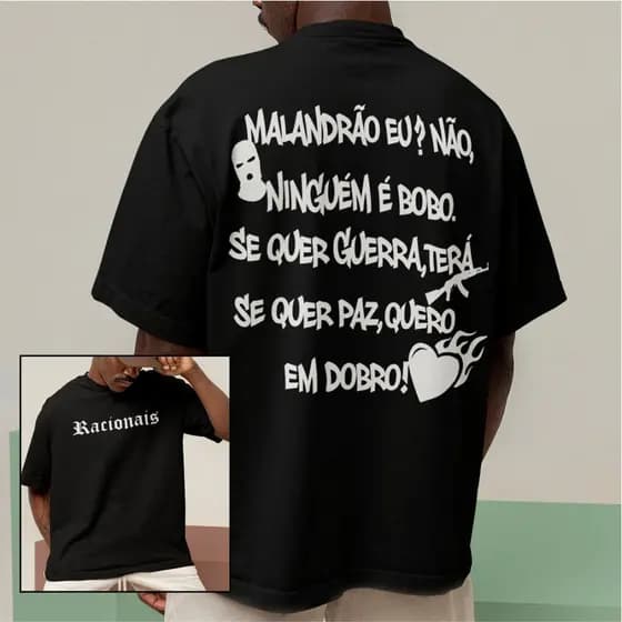 Camiseta Racionais MC's Musica Frase Vida loka Camisa Streetwear HipHop Brasil Rap Algodão Premium