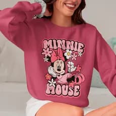 Moletom Feminino Minnie Mouse Blusa De Frio Gola Careca Casaco Felpado Flanelado Algodão Premium
